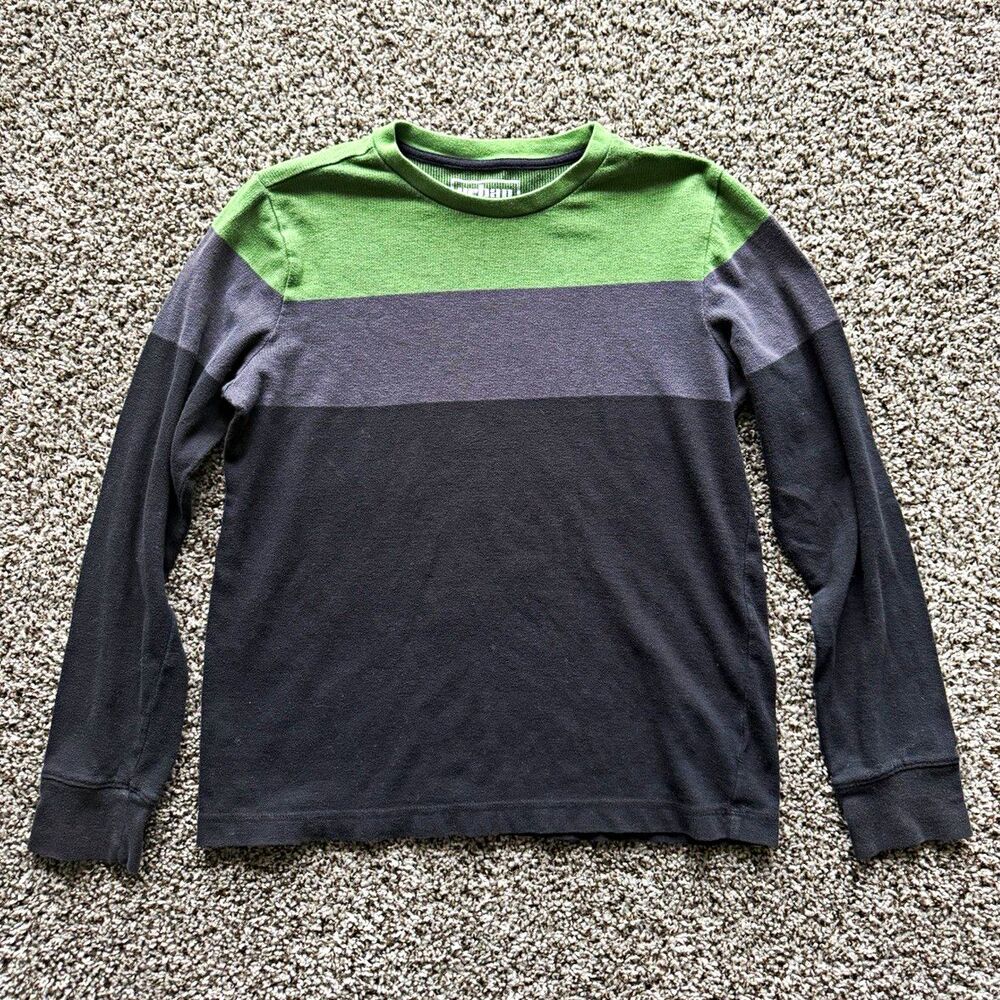 Urban Pipeline kids XL Green Gray Colorblock Crew Neck Knit Sweater Punk